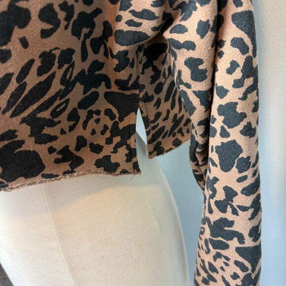 Socialite Leopard Print Cropped Sweatshirt - Size Small - Picture 3 of 5
